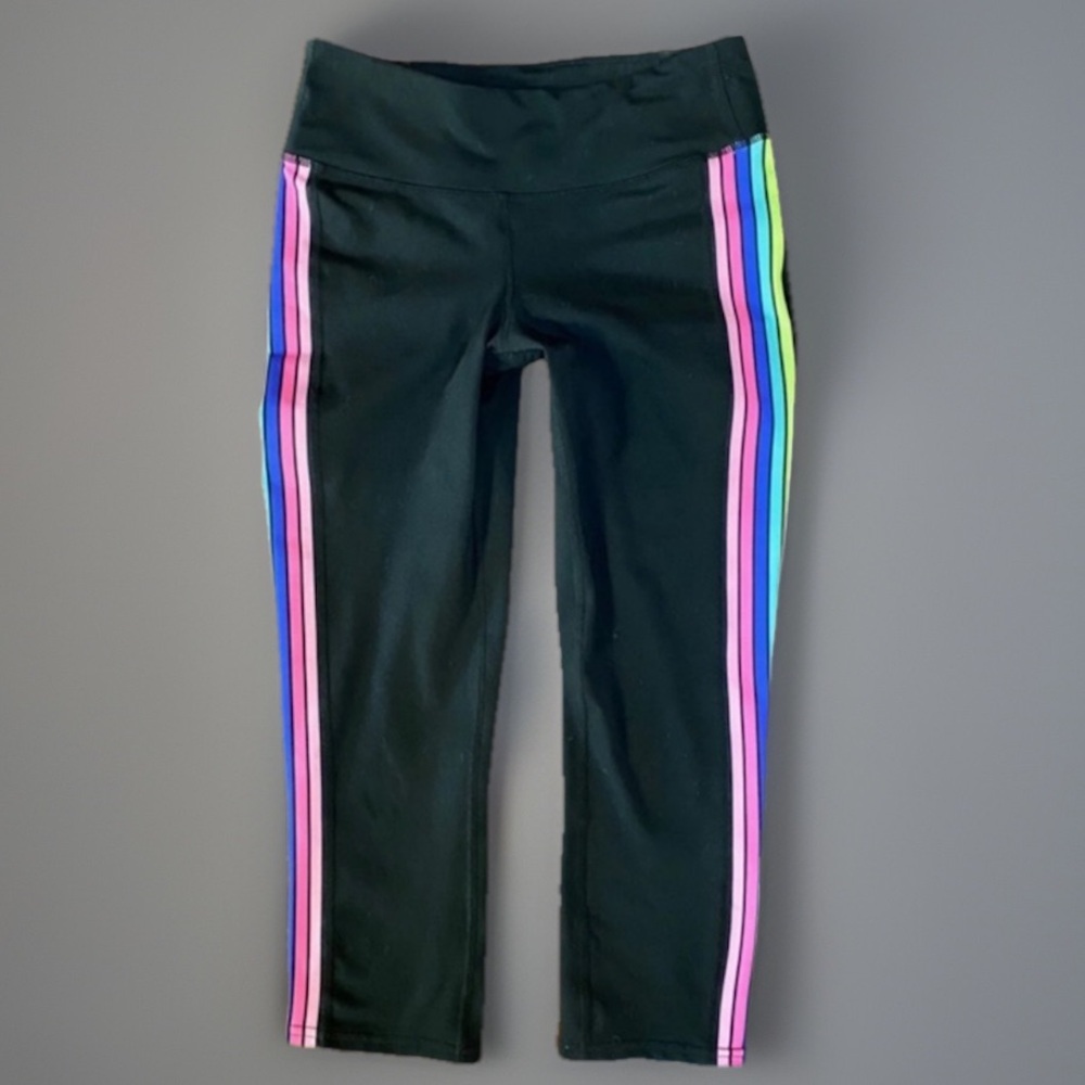 GAP Fit Stripes Black Capri Leggings S